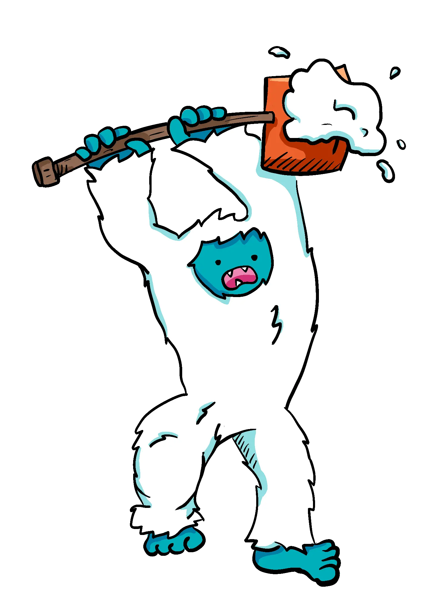 A yeti with a scarf